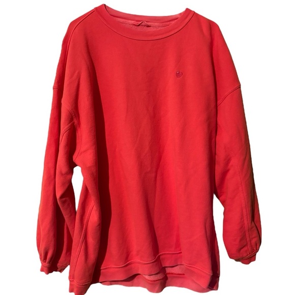 Aerie Oversized Embroidered Heart Real Crew Sweatshirt in Resort Red - Picture 4 of 12
